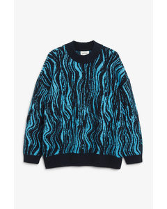 Heavy Knit Sweater Blue Wood