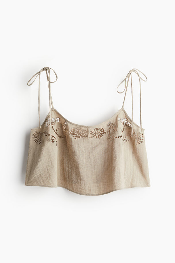 H&M Broderie Anglaise Beach Top Beige