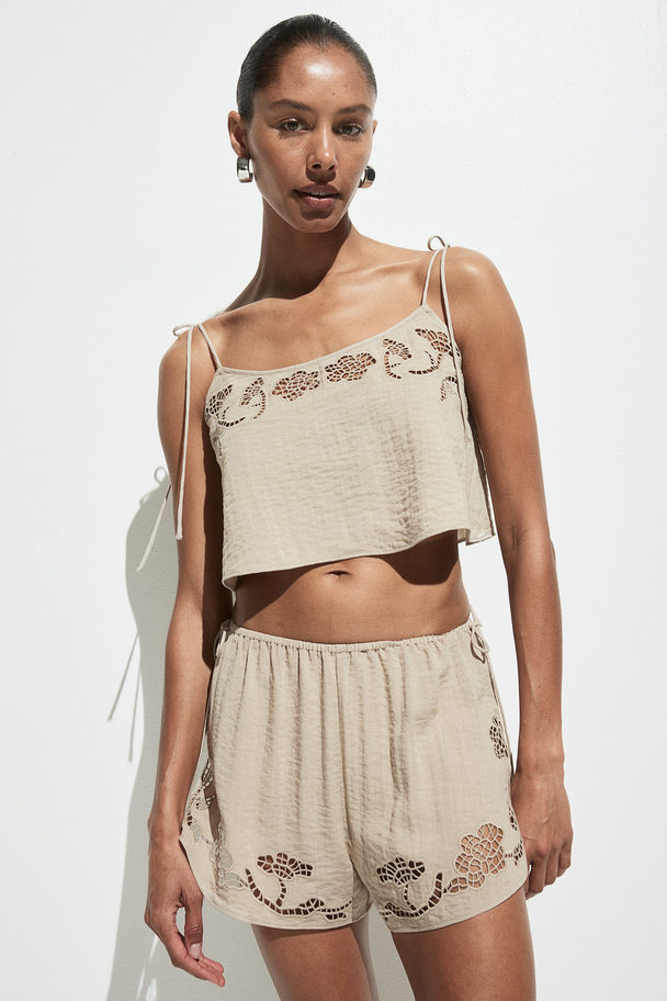 H&M Broderie Anglaise Beach Top Beige