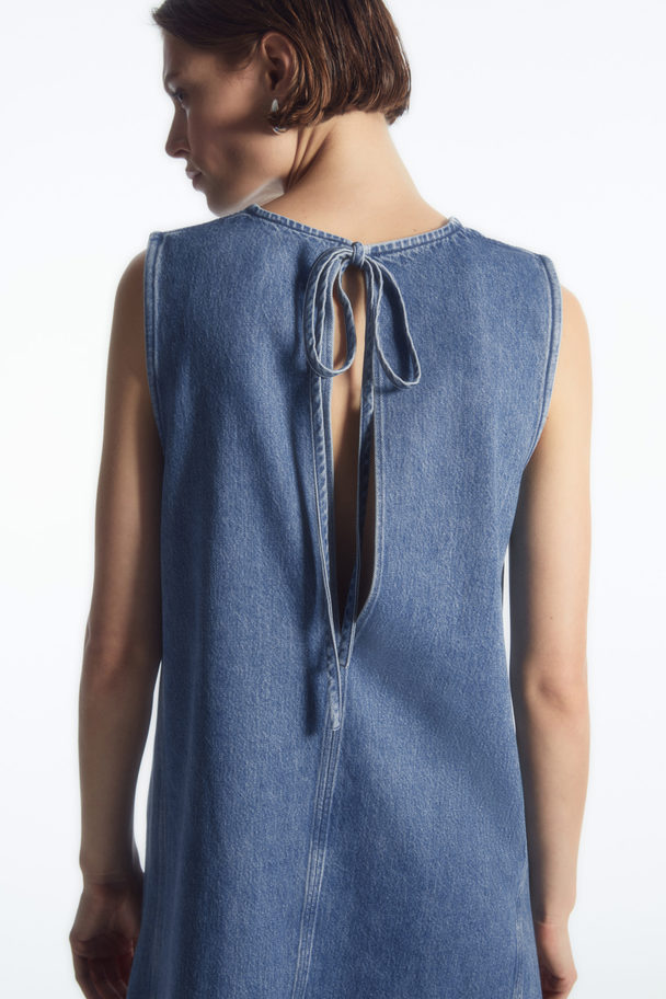 COS Paneled Denim Shift Dress Blue