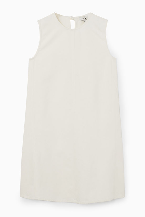 COS Paneled Denim Shift Dress White