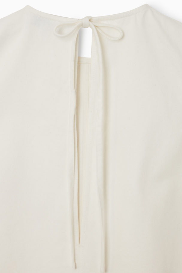 COS Paneled Denim Shift Dress White