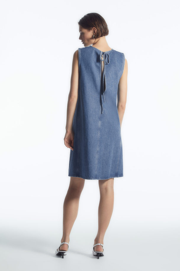 COS Paneled Denim Shift Dress Blue