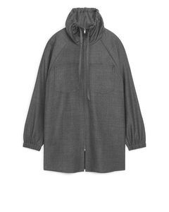 Wool Zip Shirt Dark Grey Melange