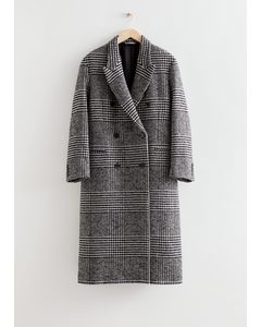 Double Breasted Coat Black Tweed