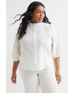 H&m+ Frill-collared Shirt White
