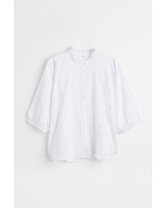 H&M+ Bluse mit Volantkragen Weiß