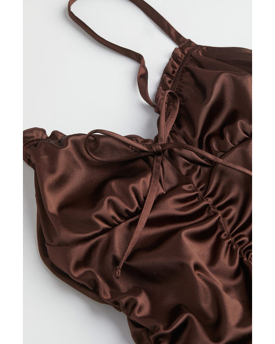 H&M Draped Dress Dark Brown