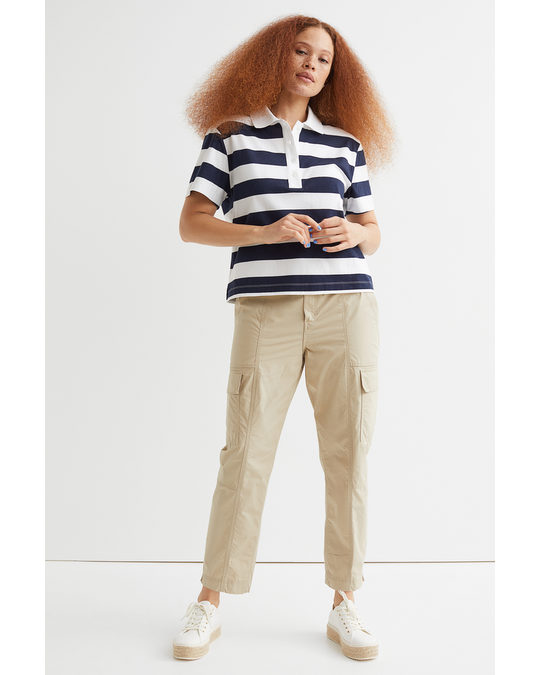 H&M Cotton Cargo Trousers Light Beige