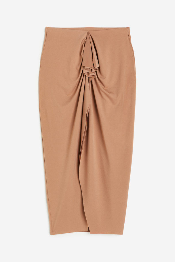 H&M Gusset-panel Jersey Skirt Dark Beige