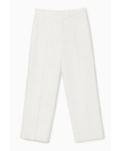 Relaxed-fit Wide-leg Trousers White