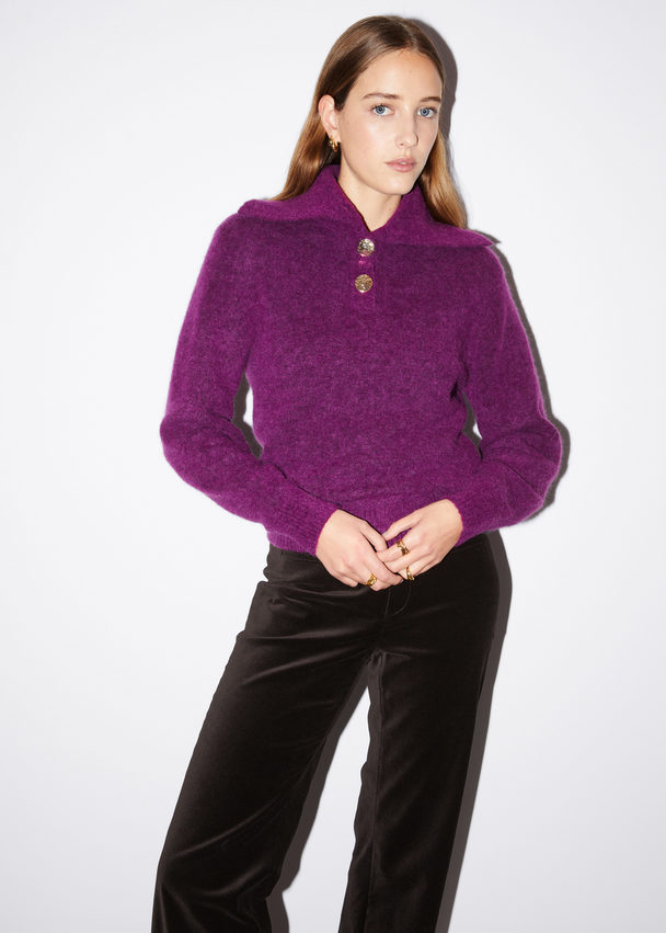 & Other Stories Collared Knit Jumper Purple