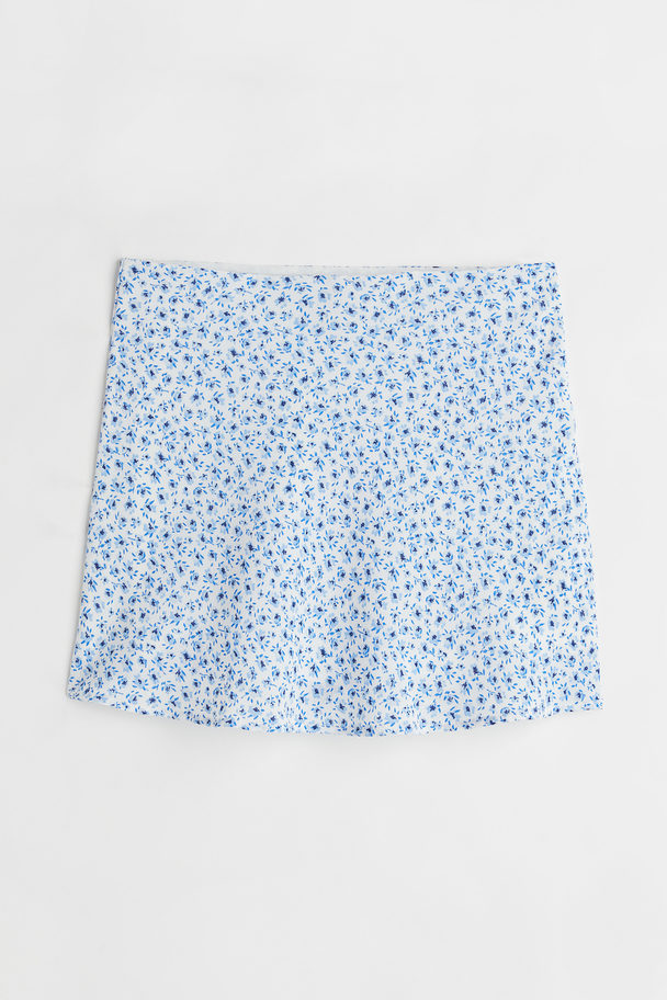 H&M A-line Skirt White/blue Floral