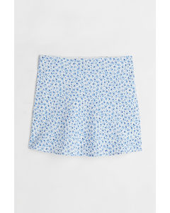 A-line Skirt White/blue Floral