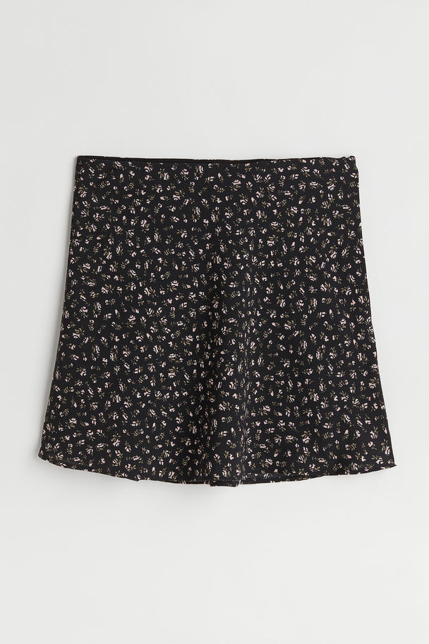 H&M A-line Skirt Black/small Flowers