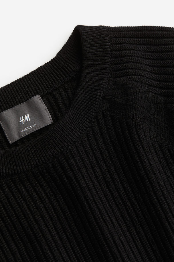 H&M Pullover Muscle Fit Schwarz