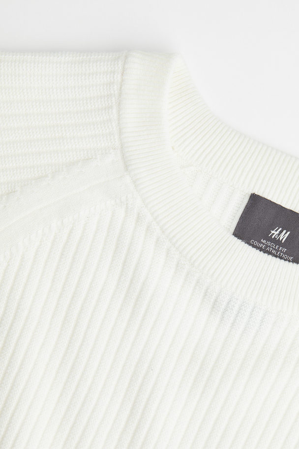 H&M Pullover Muscle Fit Weiß