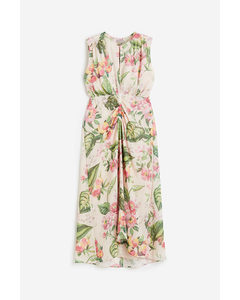 Patterned Chiffon Dress Light Beige/floral