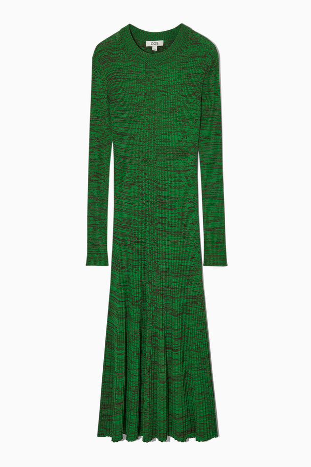COS Mélange Ribbed Midi Dress Bright Green Mélange