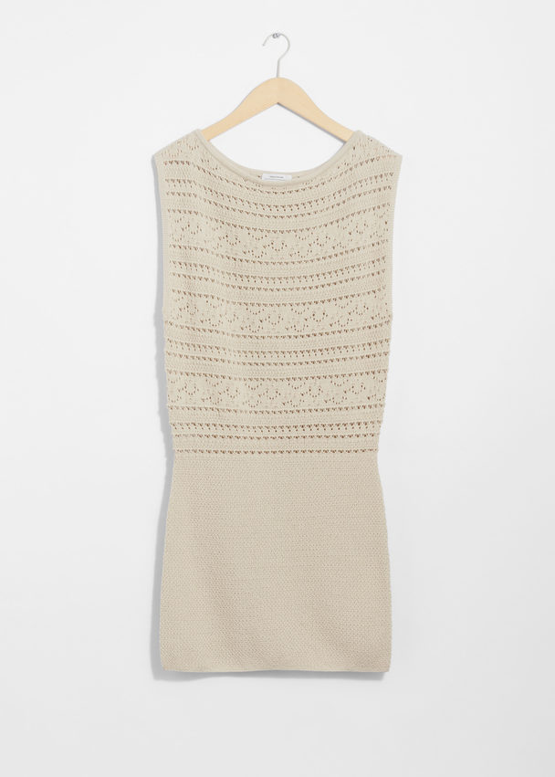 & Other Stories Crocheted Mini Dress Beige