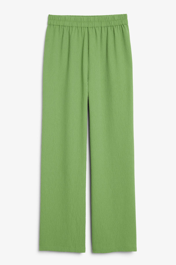 Monki High Waist Straight Leg Trousers Green
