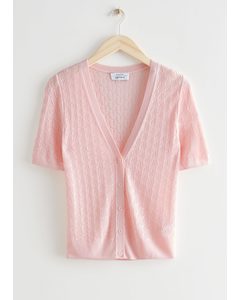 Pointelle Knit Cardigan Light Pink
