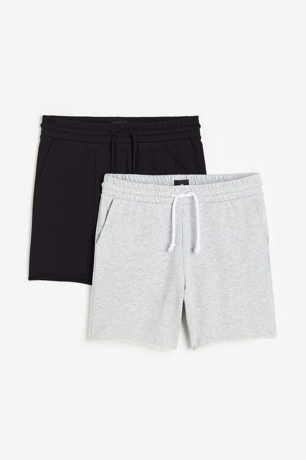 H&M Set Van 2 Shorts - Regular Fit Zwart/grijs Gemêleerd