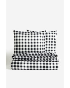Flannel Double/king Duvet Cover Set Black/checked