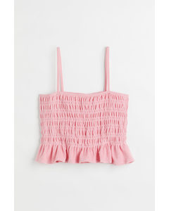 H&m+ Smocked Terry Strappy Top Light Pink