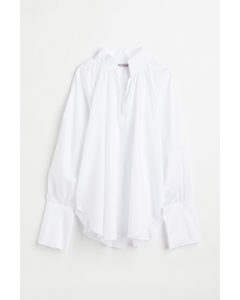 Bluse aus Baumwollpopeline Weiß