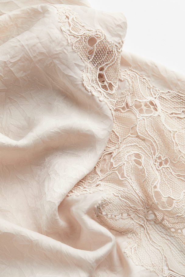 H&M Lace-detail Skirt Light Beige