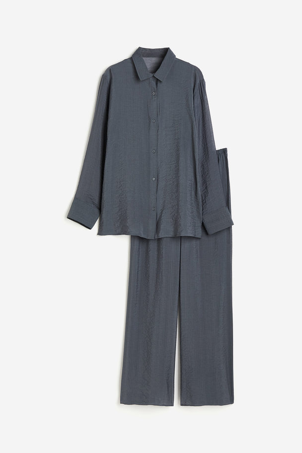 H&M Zweiteiliger Pyjama Dunkelgrau