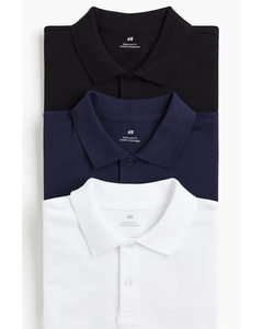 Set Van 3 Poloshirts - Regular Fit Wit/blauw/zwart