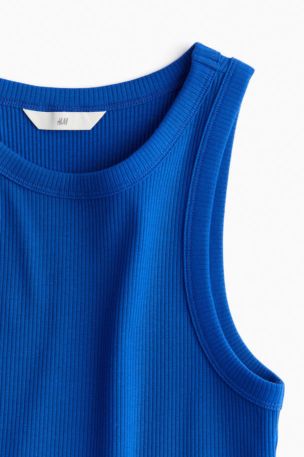 H&M Geripptes Tanktop Knallblau