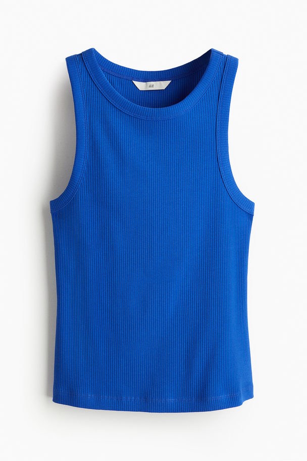 H&M Geripptes Tanktop Knallblau