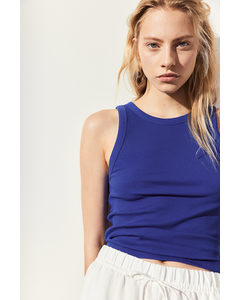 Geripptes Tanktop Knallblau