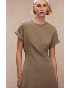 T-Shirt-Kleid mit Schulterpolstern Greige