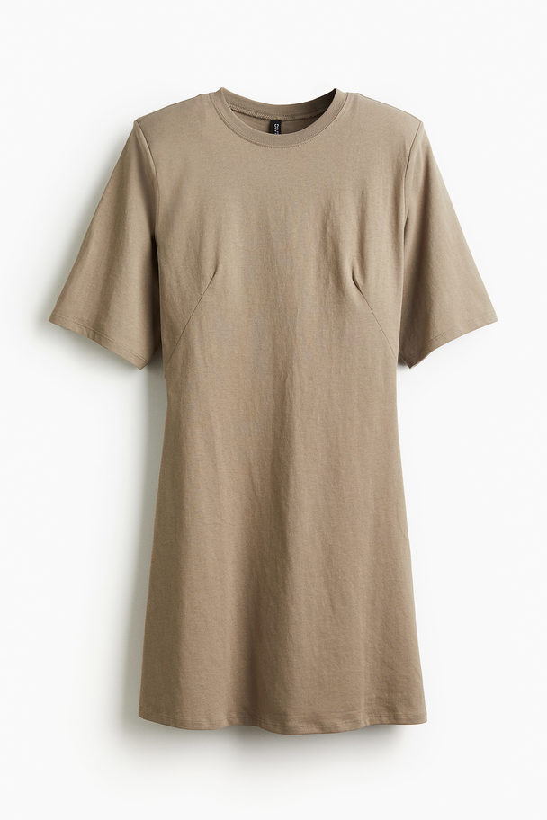 H&M T-Shirt-Kleid mit Schulterpolstern Greige