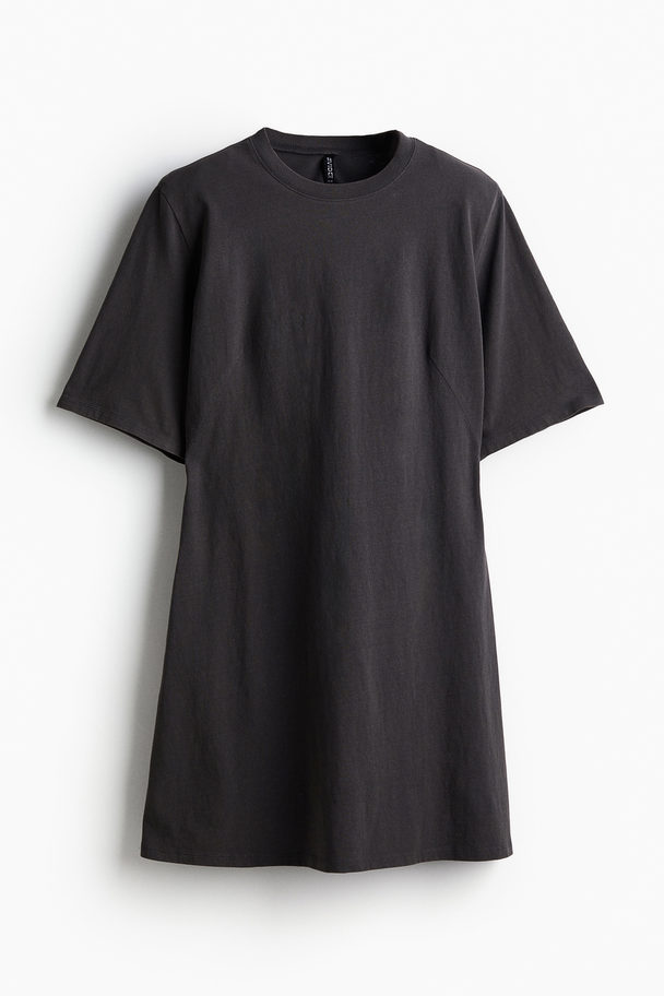 H&M T-Shirt-Kleid mit Schulterpolstern Dunkelgrau