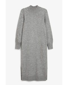 Wool Blend Knit Dress Grey Melange