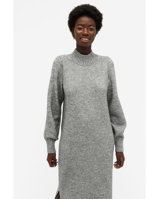 Monki Wool Blend Knit Dress Grey Melange