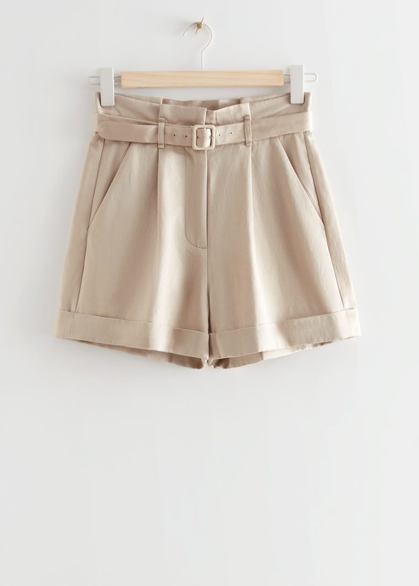 & Other Stories Belted Shorts Beige