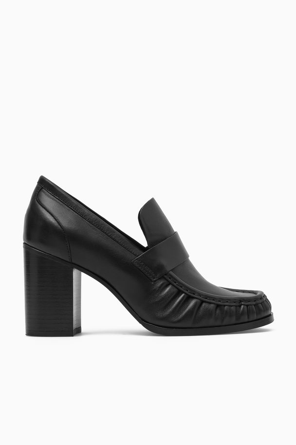 COS Heeled Leather Loafers Black