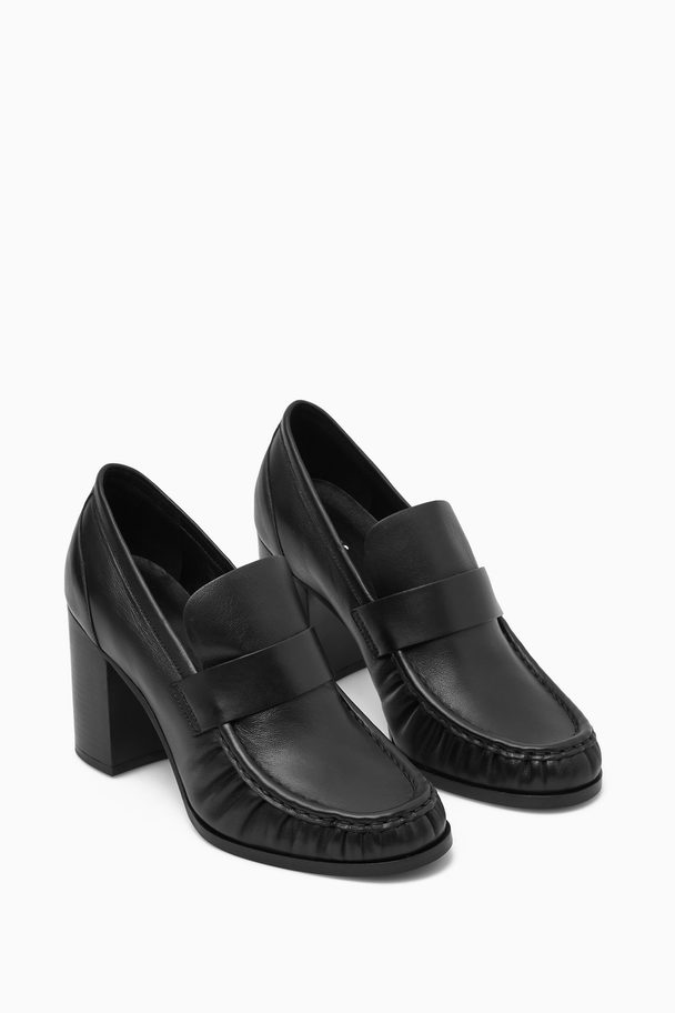 COS Heeled Leather Loafers Black