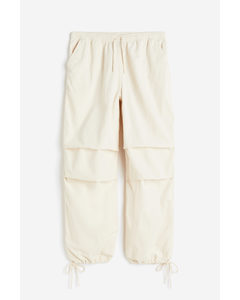 Corduroy Parachute Trousers Light Beige