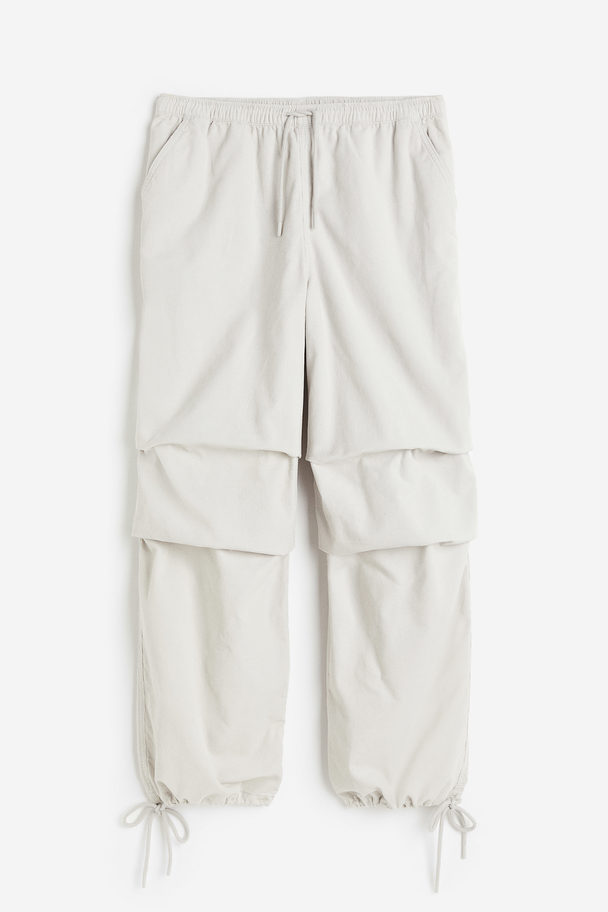 H&M Corduroy Parachute Trousers Light Grey
