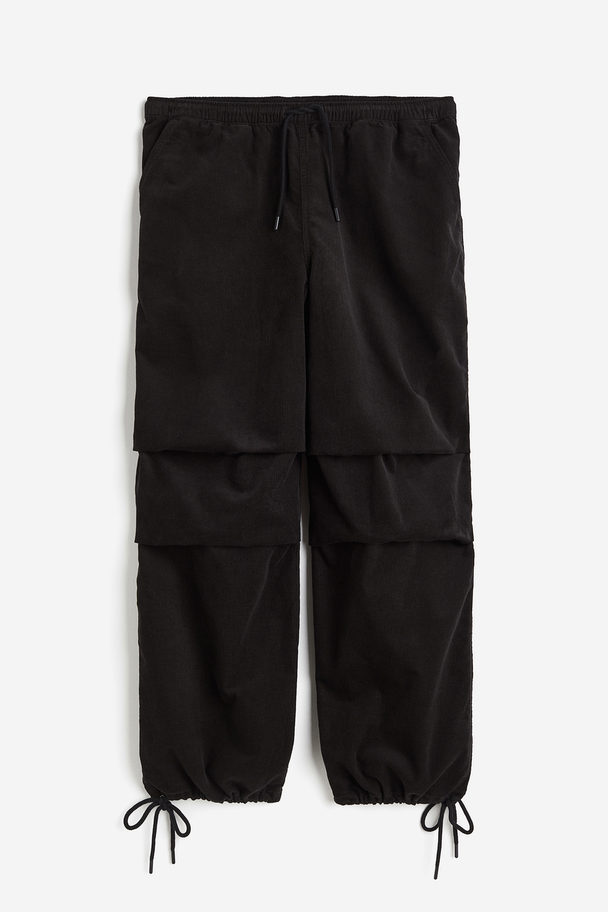 H&M Corduroy Parachute Trousers Black