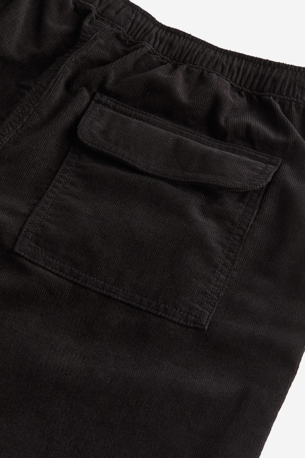 H&M Corduroy Parachute Trousers Black