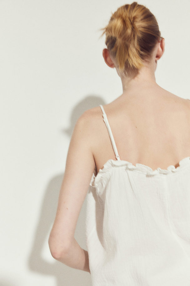H&M Frill-trimmed Strappy Top White