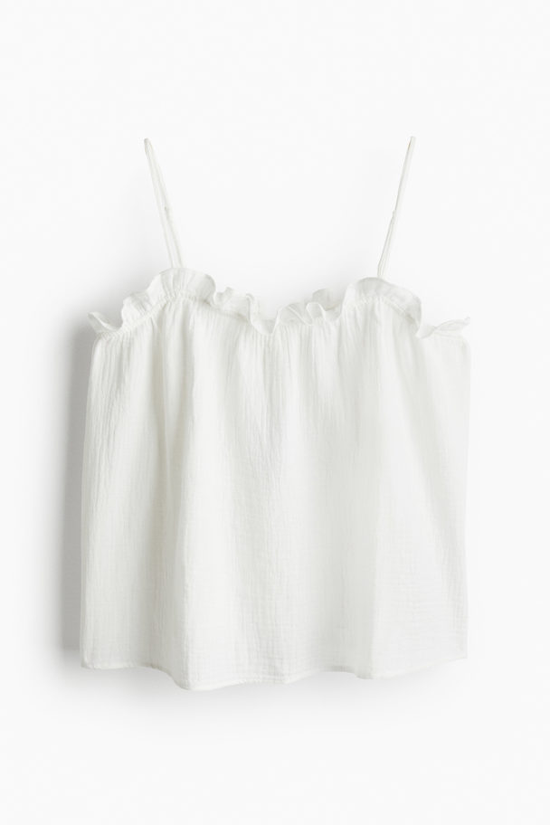 H&M Frill-trimmed Strappy Top White